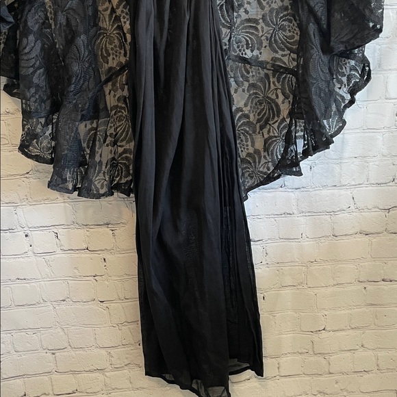 Melissa Black Long Sleeve Lace Beaded Dress Whimsigoth fairy boho Sheer Artistic - Picture 11 of 16